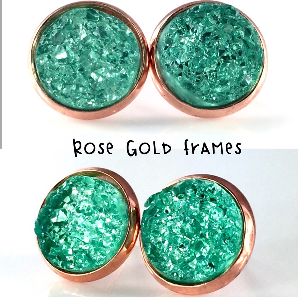 3 for 15🎀chunky mint Druzy style earrings - Picture 5 of 9